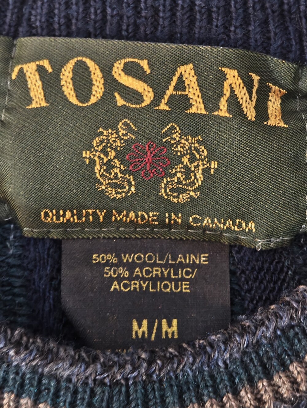Tosani Vintage Men's Wool Blend Coogi-style Crewneck Sweater Size M - Picture 4 of 8